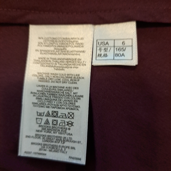 Brooks Brothers burgundy peplum button Front Shirt Burgandy Size 6 EUC - Picture 9 of 9